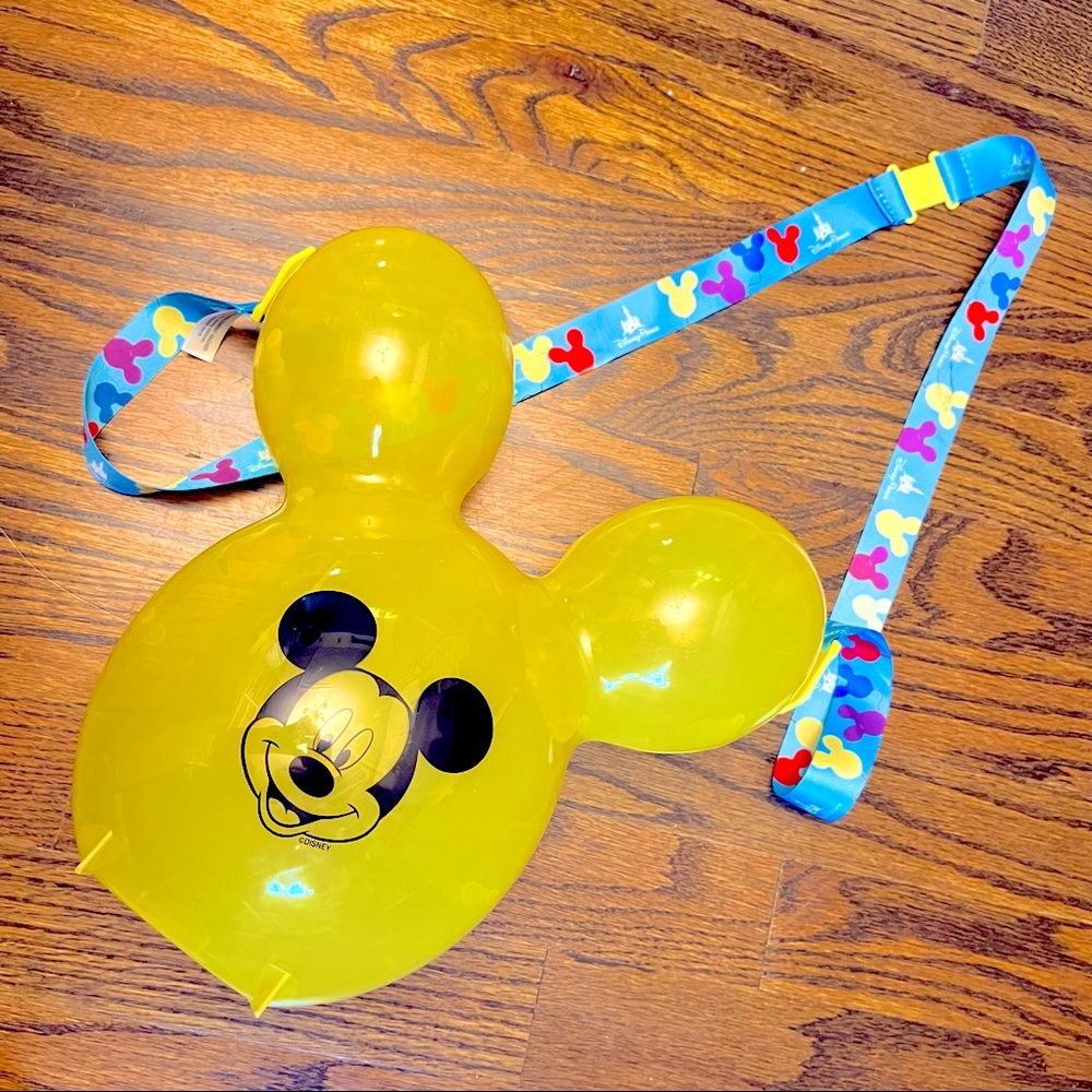Disney World Yellow Mickey Balloon Popcorn Bucket With Lanyard WDW